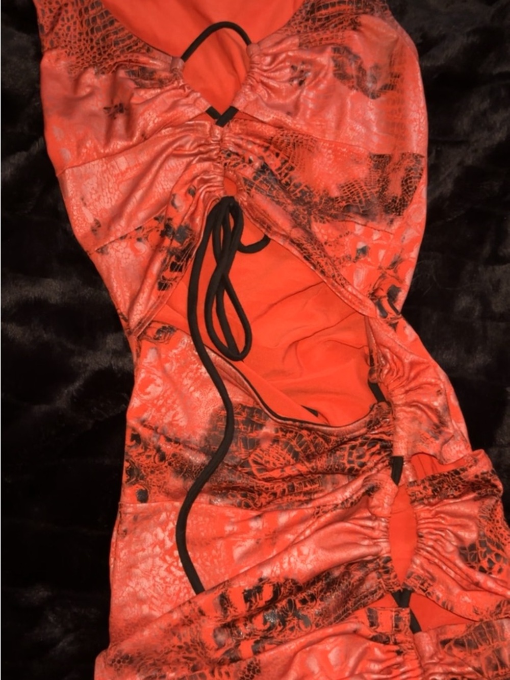 Cut-Out Red Snake Print Bodycon Dress